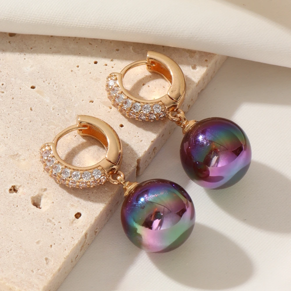 MrZMsZ Fashion Imitation Pearl Dangle Earrings for Women New Golden Zirconia Drop Earring Wedding Party Jewelry Accessories