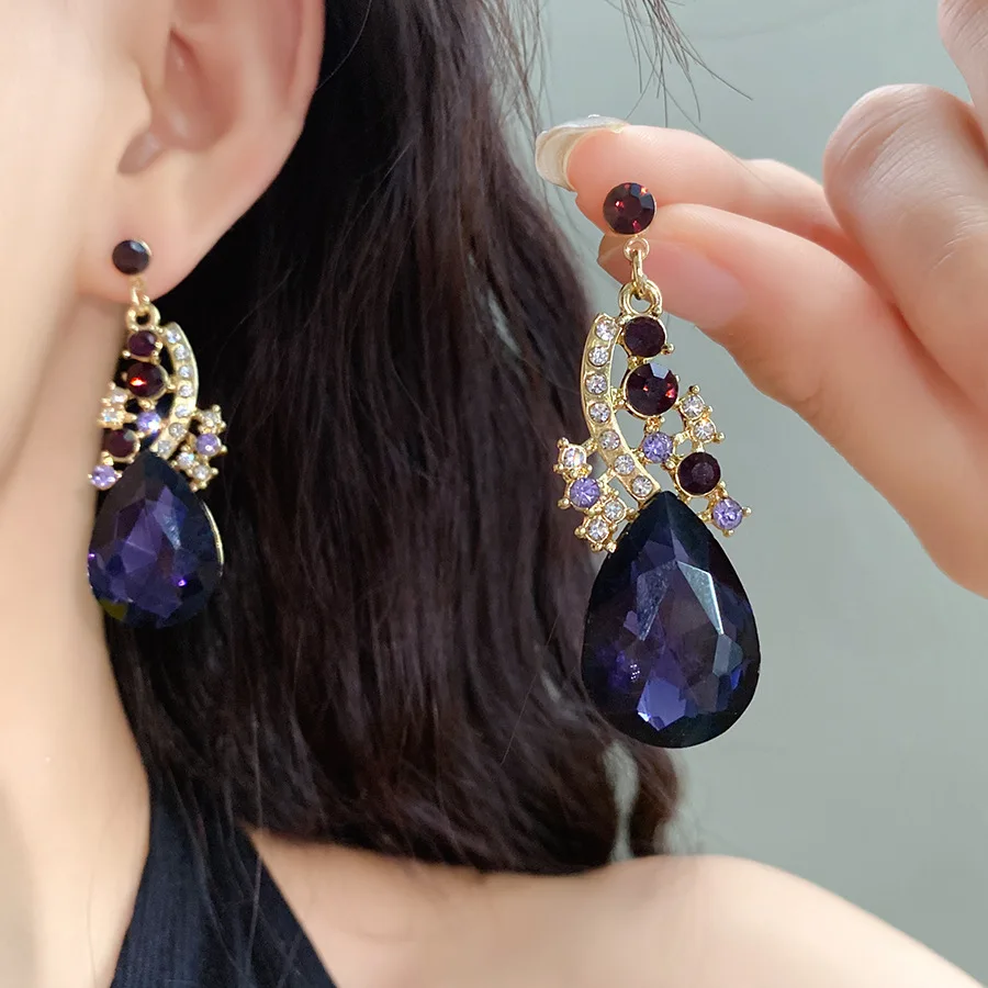 2 Pcs Inlaid Rhinestone Water Drop Necklace Earring Jewelry Sets for Women 2025 Hot Sale Personalized Wedding Bride Accessories