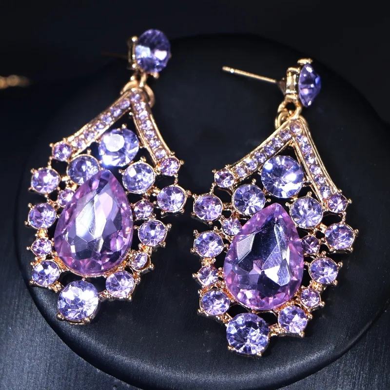 Sparkling Luxurious Women Earrings Necklace Set Water Drop Rhinestones Crystal Adjustable Jewelry Set for Wedding Bride Sparkling Luxurious Women Earrings Necklace Set Water Drop Rhinestones Crystal Adjustable Jewelry Set for Wedding Bride