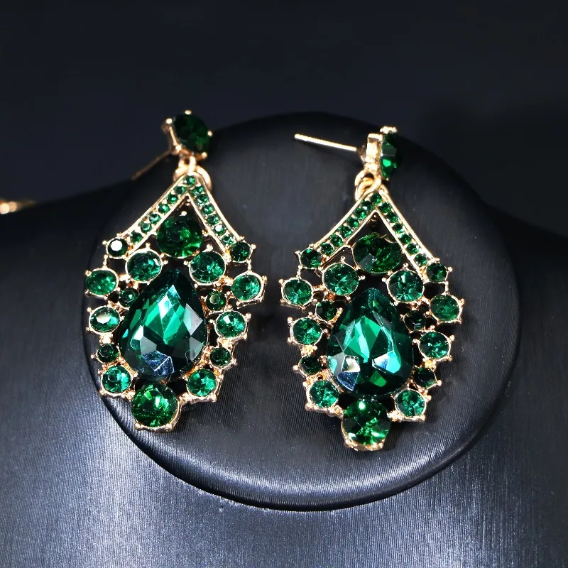 Sparkling Luxurious Women Earrings Necklace Set Water Drop Rhinestones Crystal Adjustable Jewelry Set for Wedding Bride Sparkling Luxurious Women Earrings Necklace Set Water Drop Rhinestones Crystal Adjustable Jewelry Set for Wedding Bride