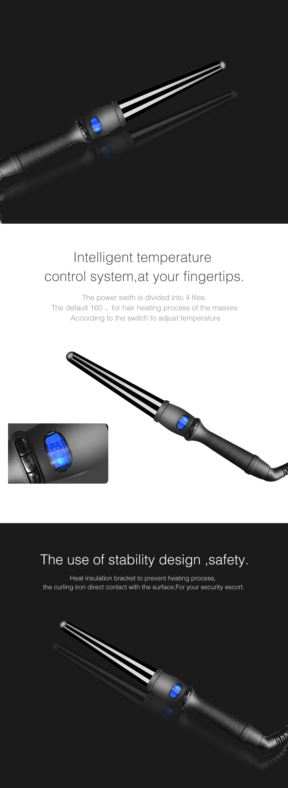 LCD curlers conical curling iron single tube ceramic glaze pear flower cone electric hair curly hair general oltage: 110-240 v LCD curlers conical curling iron single tube ceramic glaze pear flower cone electric hair curly hair general oltage: 110-240 v