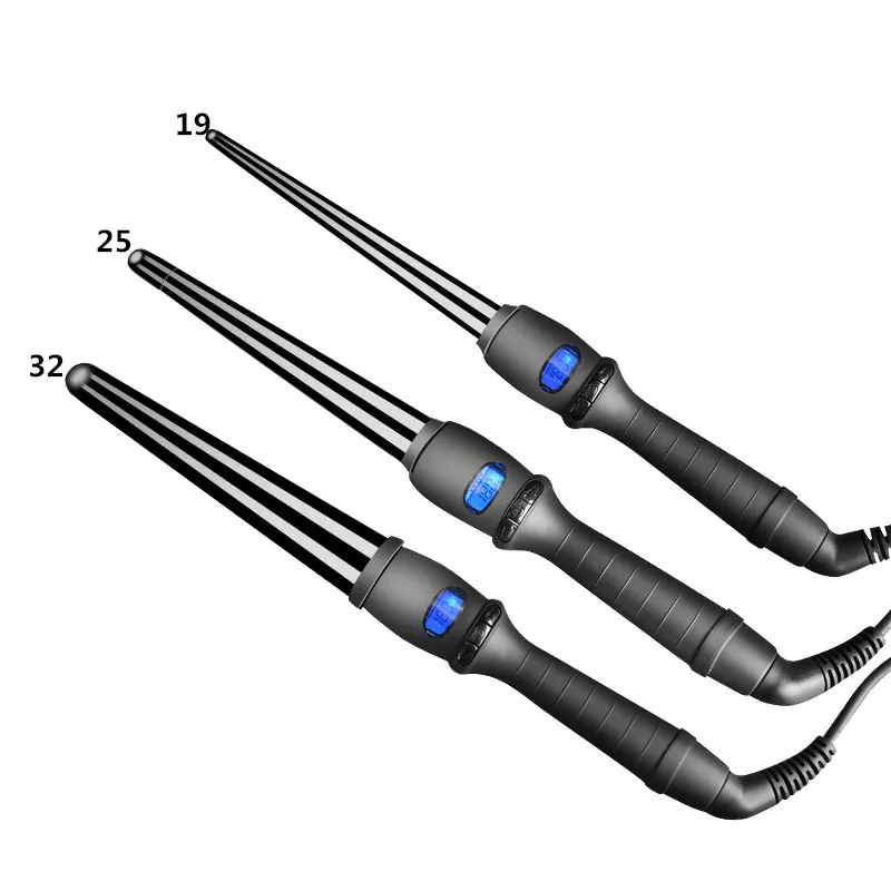 LCD curlers conical curling iron single tube ceramic glaze pear flower cone electric hair curly hair general oltage: 110-240 v