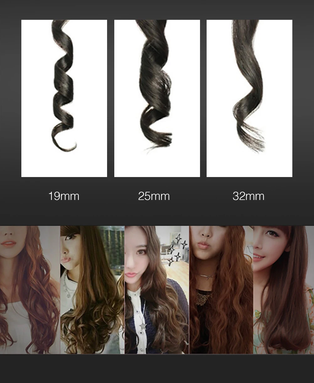 LCD curlers conical curling iron single tube ceramic glaze pear flower cone electric hair curly hair general oltage: 110-240 v LCD curlers conical curling iron single tube ceramic glaze pear flower cone electric hair curly hair general oltage: 110-240 v