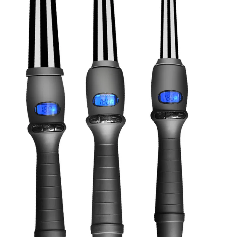 LCD curlers conical curling iron single tube ceramic glaze pear flower cone electric hair curly hair general oltage: 110-240 v