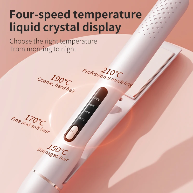 2 in 1 Hair Straightener Curling Iron Professional Styling Tool LCD Display Quick Heating Straightening Iron Home Travel Use