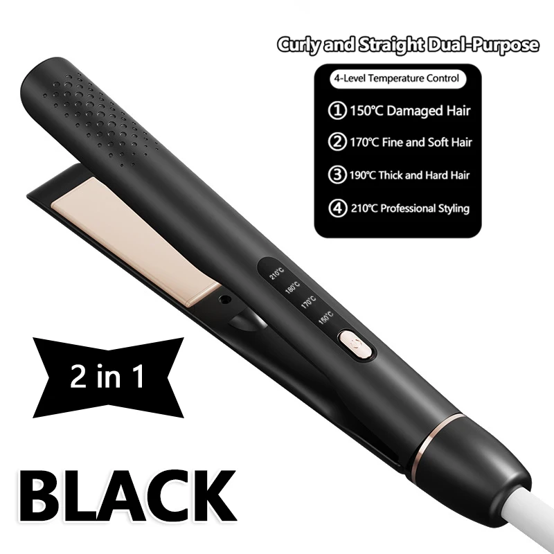 2 in 1 Hair Straightener Curling Iron Professional Styling Tool LCD Display Quick Heating Straightening Iron Home Travel Use