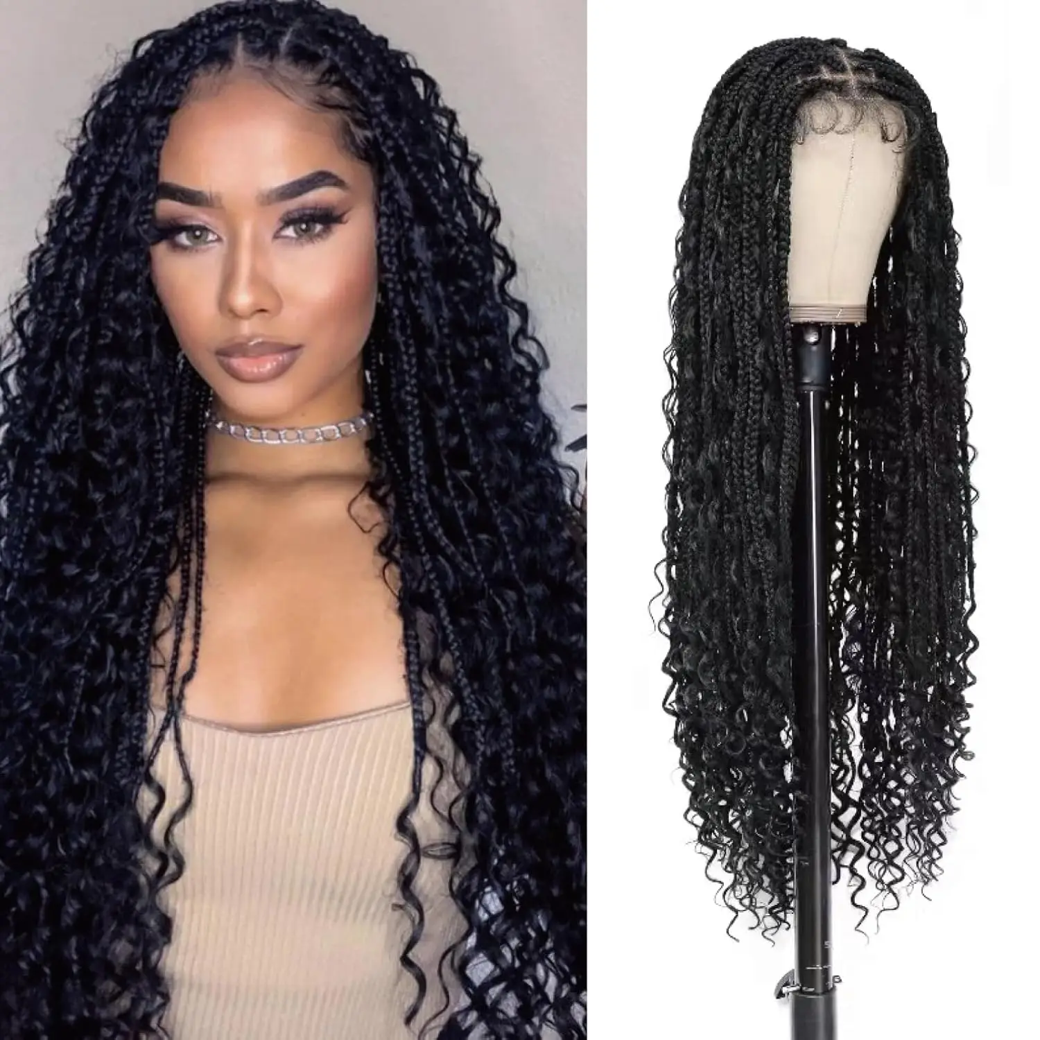 Synthetic Long Bohemian Braided Wigs Boho Box Braid Wigs for Black Women Twisted Braids Full Lace Braided Wigs with Baby Hair Synthetic Long Bohemian Braided Wigs Boho Box Braid Wigs for Black Women Twisted Braids Full Lace Braided Wigs with Baby Hair