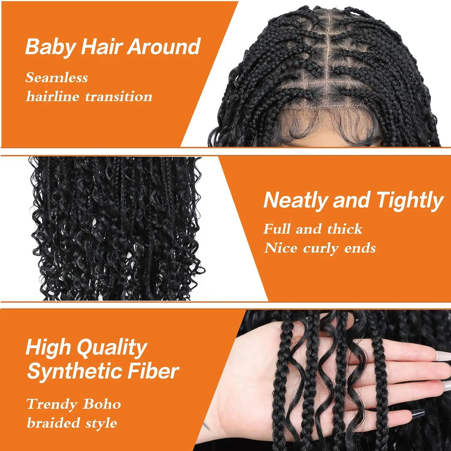 Synthetic Long Bohemian Braided Wigs Boho Box Braid Wigs for Black Women Twisted Braids Full Lace Braided Wigs with Baby Hair Synthetic Long Bohemian Braided Wigs Boho Box Braid Wigs for Black Women Twisted Braids Full Lace Braided Wigs with Baby Hair