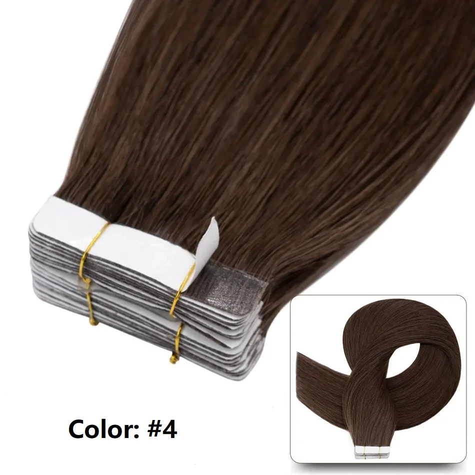 Tape in Hair Extensions Human Hair Brazilian Hair 100% Human Hair Extensions 20 Pcs Straight for Women