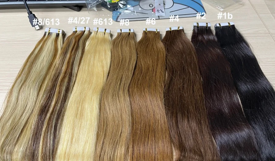 Tape in Hair Extensions Human Hair Brazilian Hair 100% Human Hair Extensions 20 Pcs Straight for Women