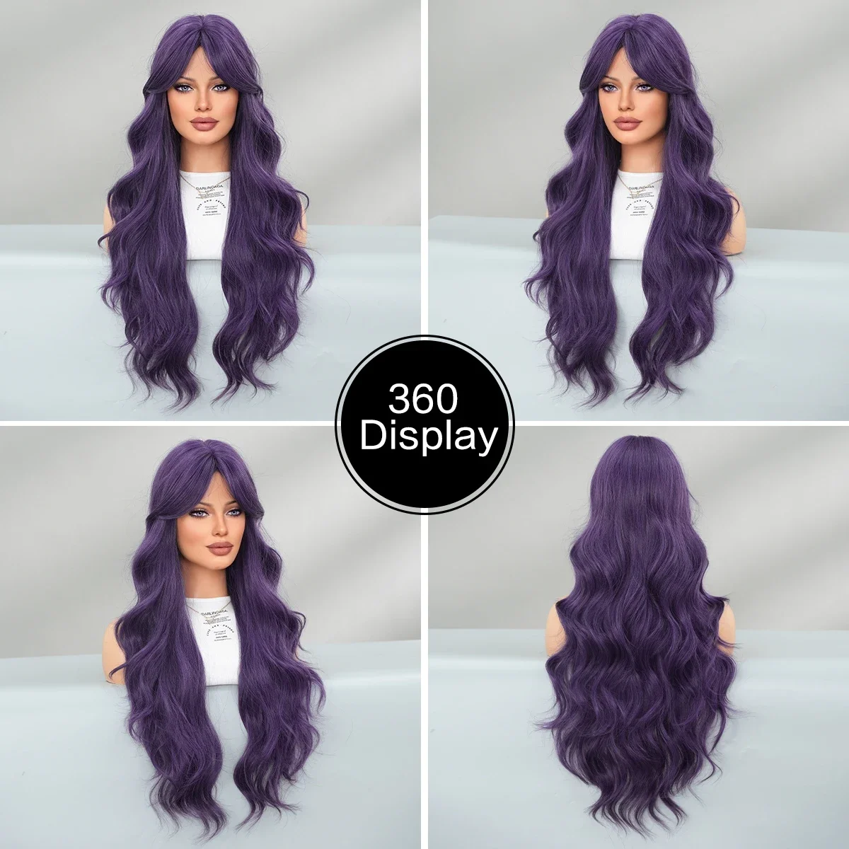 NAMM Costume Wig Synthetic Loose Water Wave Purple Wigs For Women Daily High Density Long Wavy Hair Mid Split Wigs