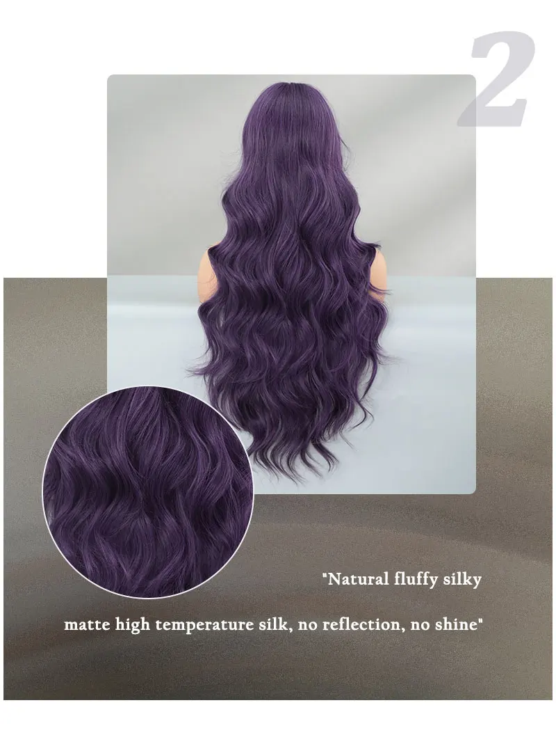 NAMM Costume Wig Synthetic Loose Water Wave Purple Wigs For Women Daily High Density Long Wavy Hair Mid Split Wigs NAMM Costume Wig Synthetic Loose Water Wave Purple Wigs For Women Daily High Density Long Wavy Hair Mid Split Wigs
