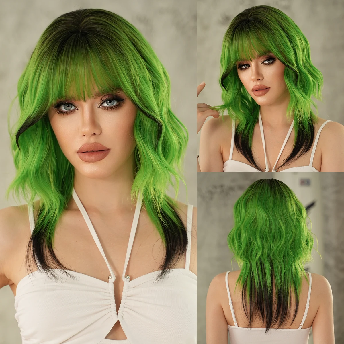 NAMM Costume Wig Synthetic Loose Water Wave Purple Wigs For Women Daily High Density Long Wavy Hair  Mid Split Wigs