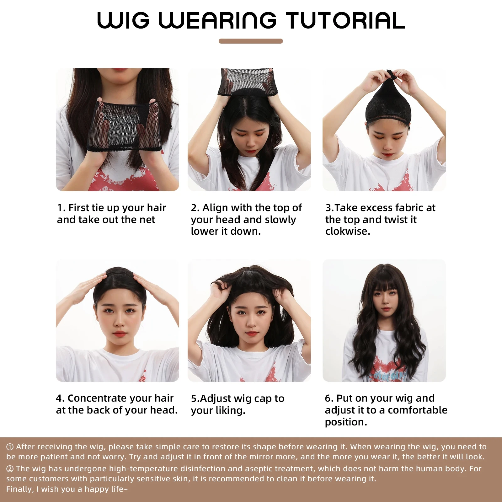 MEISU 24-26 Inch Black Tea Straight Synthetic Wig  Heat-Resistant Natural Smooth Hair Stylish Party Bangs Wigs For Women