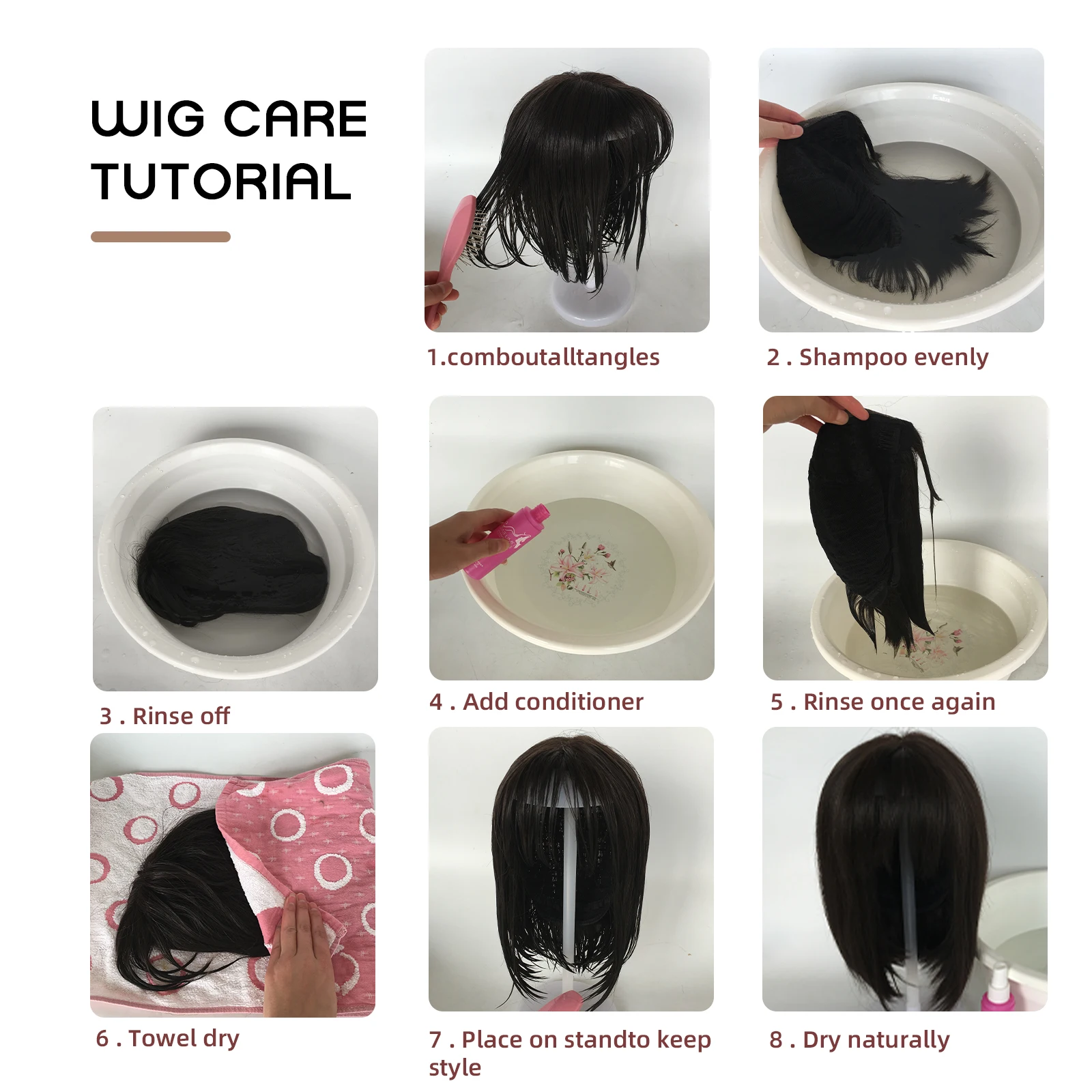 MEISU 24-26 Inch Black Tea Straight Synthetic Wig  Heat-Resistant Natural Smooth Hair Stylish Party Bangs Wigs For Women