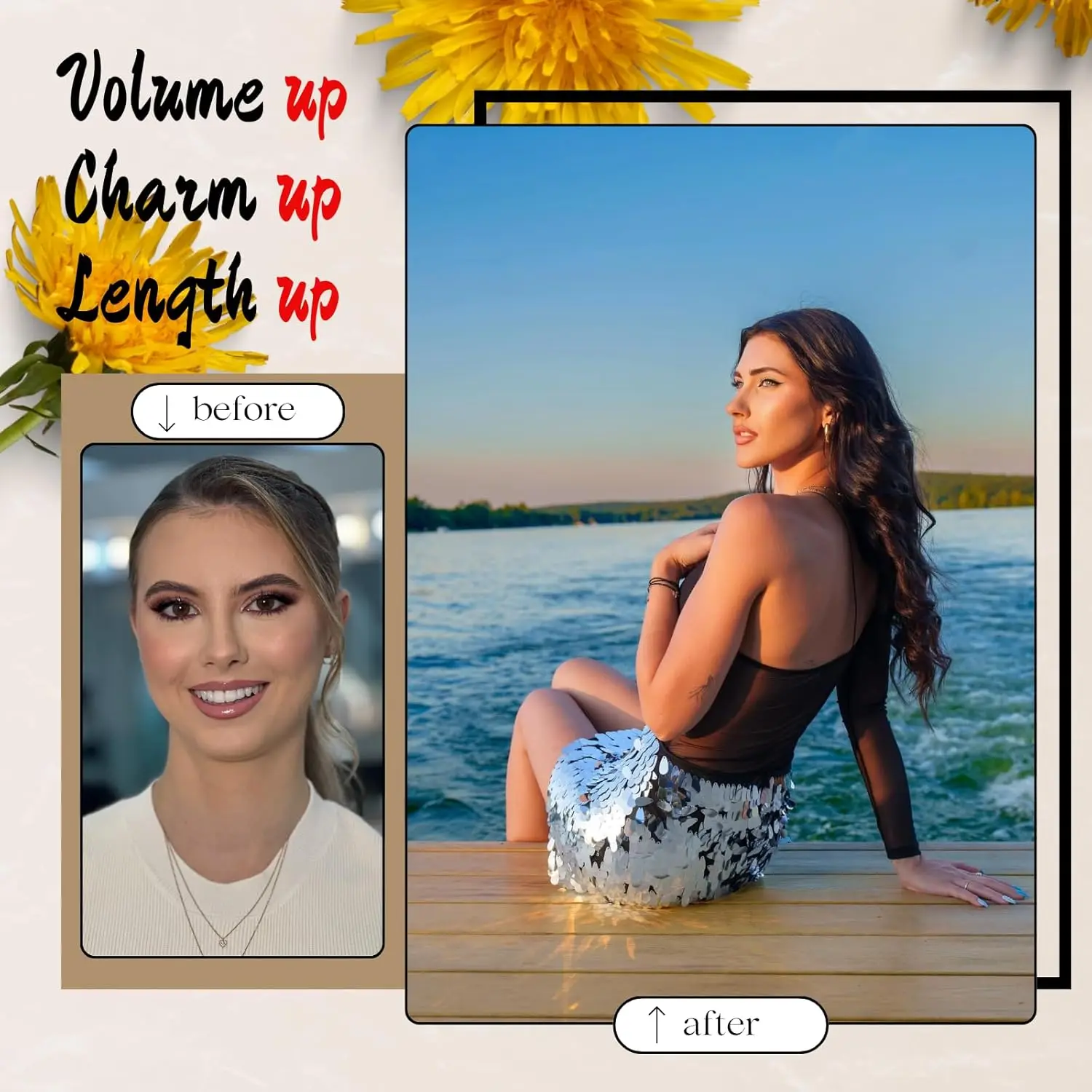 26 Inch Black Wig for Women, Long Wavy Hairline Middle Part Synthetic Heat Resistant Wig for Daily Party