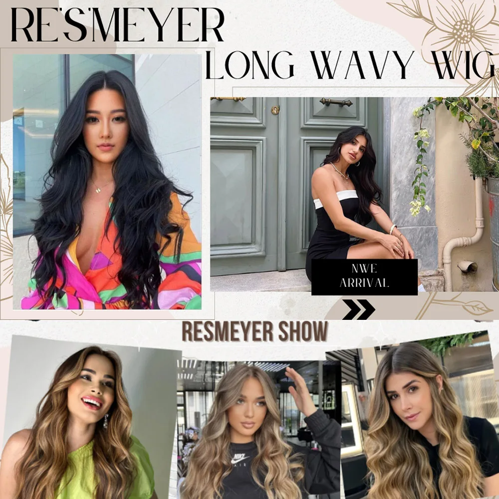 26 Inch Black Wig for Women, Long Wavy Hairline Middle Part Synthetic Heat Resistant Wig for Daily Party