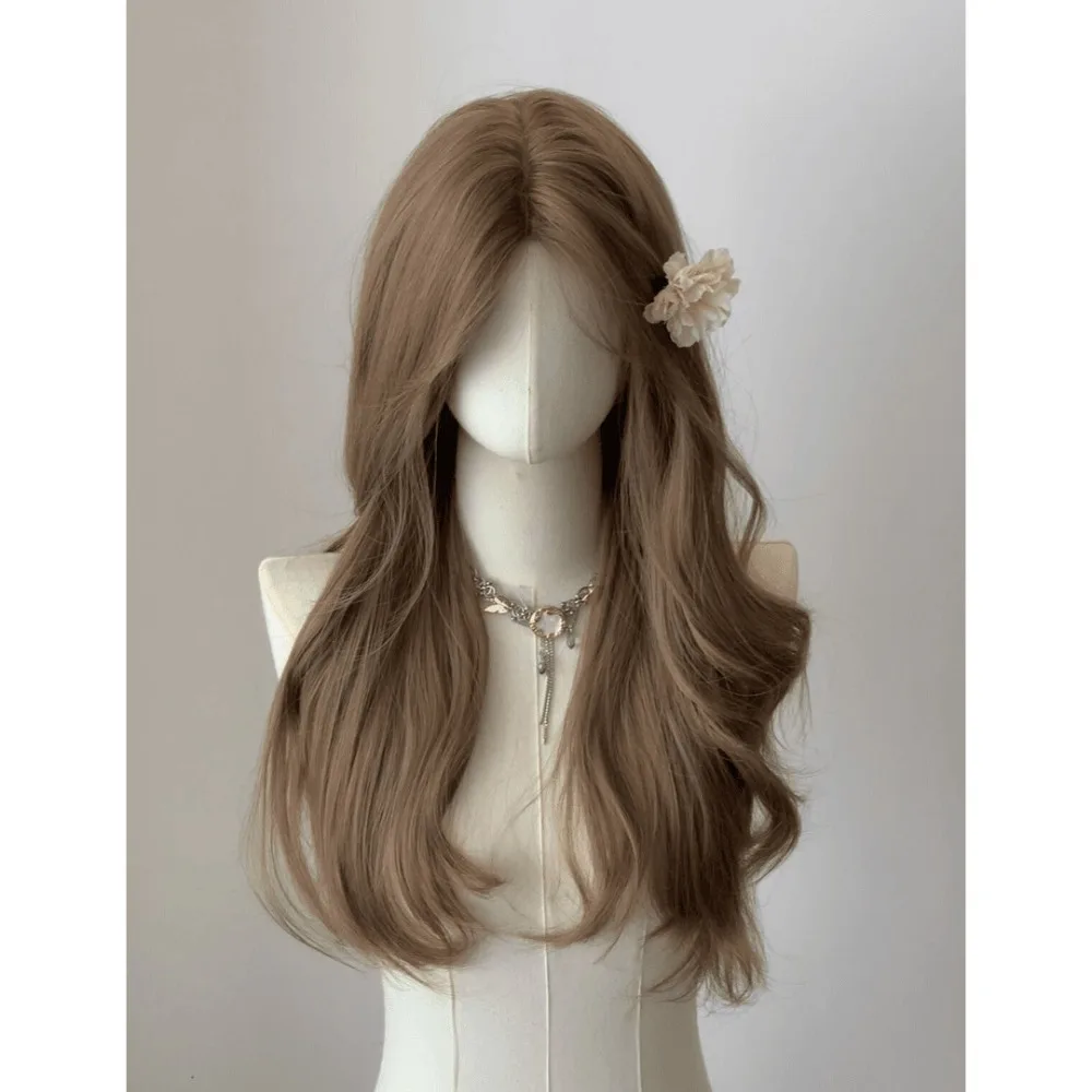 Princesse Wigs for Women Brown Long Curly Hair Big Wave Wig Natural Curls Headband Lolita Wig Heat Resistant Synthetic 가발