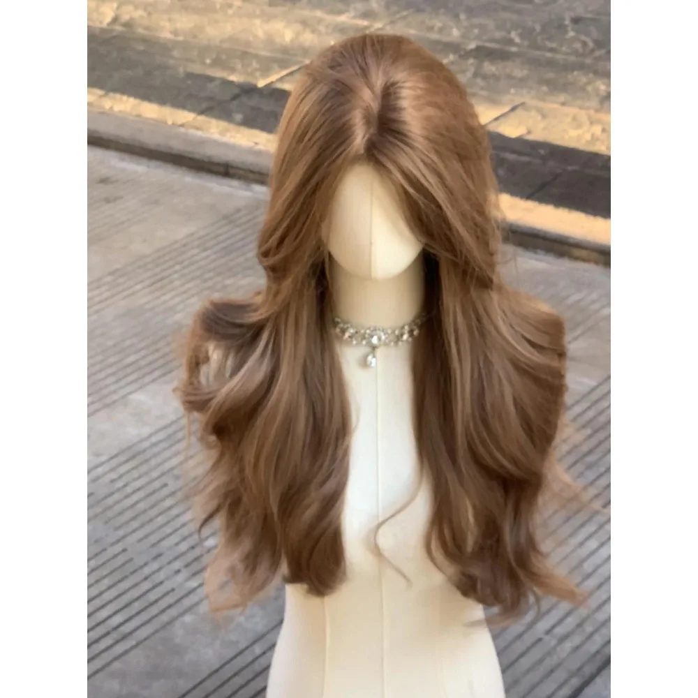 Princesse Wigs for Women Brown Long Curly Hair Big Wave Wig Natural Curls Headband Lolita Wig Heat Resistant Synthetic 가발
