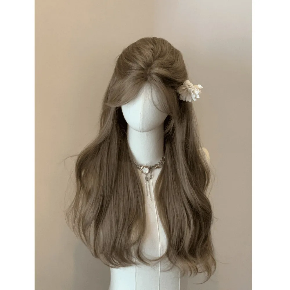 Princesse Wigs for Women Brown Long Curly Hair Big Wave Wig Natural Curls Headband Lolita Wig Heat Resistant Synthetic 가발