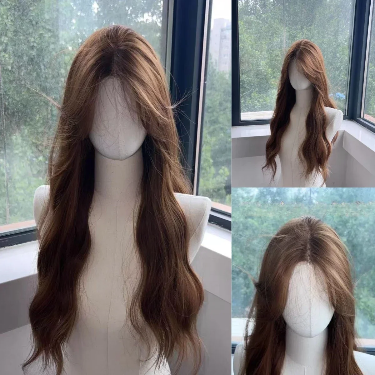 Princesse Wigs for Women Brown Long Curly Hair Big Wave Wig Natural Curls Headband Lolita Wig Heat Resistant Synthetic 가발