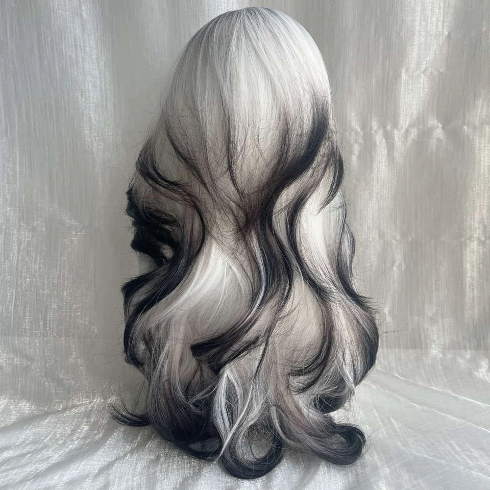 Long Wave Synthetic Black Ombre White Wig Fluffy Women Heat Resistant Wig for Daily Party Lolita Cosplay Long Wave Synthetic Black Ombre White Wig Fluffy Women Heat Resistant Wig for Daily Party Lolita Cosplay