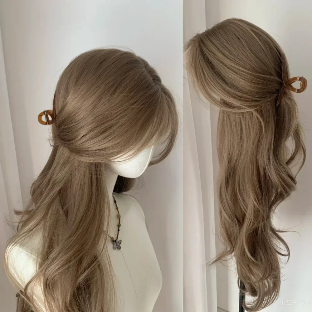 Light Brown Wig for Women Long Wavy Hair Synthetic Wig for Daily Life Cosplay Lolita Heat Resistant Headband Wigs