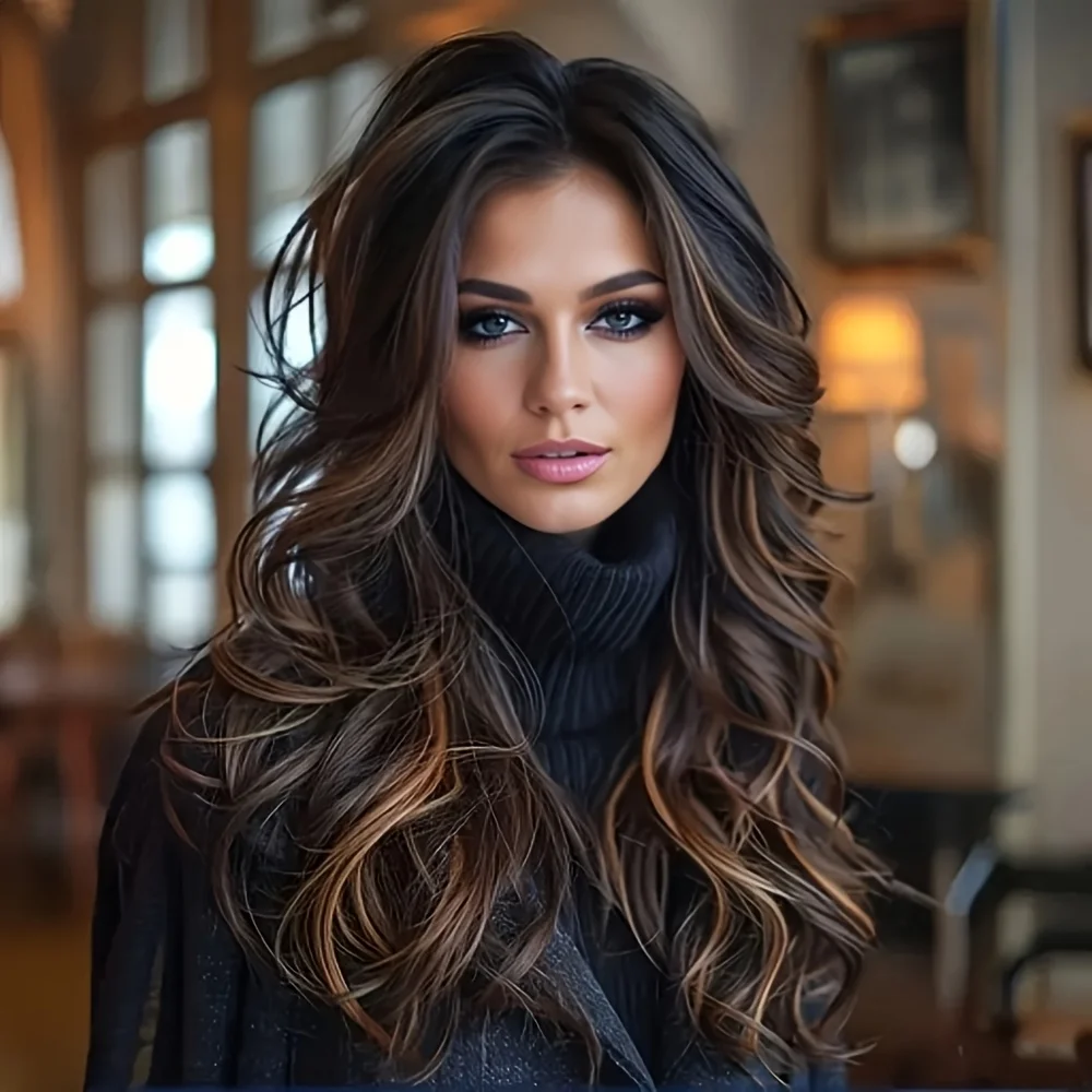 26in Highlight Brown Wave Curly Wigs Heat Resistant Synthetic Hair for Women Natural Look for Cosplay,Daily Use,Halloween Party 26in Highlight Brown Wave Curly Wigs Heat Resistant Synthetic Hair for Women Natural Look for Cosplay,Daily Use,Halloween Party