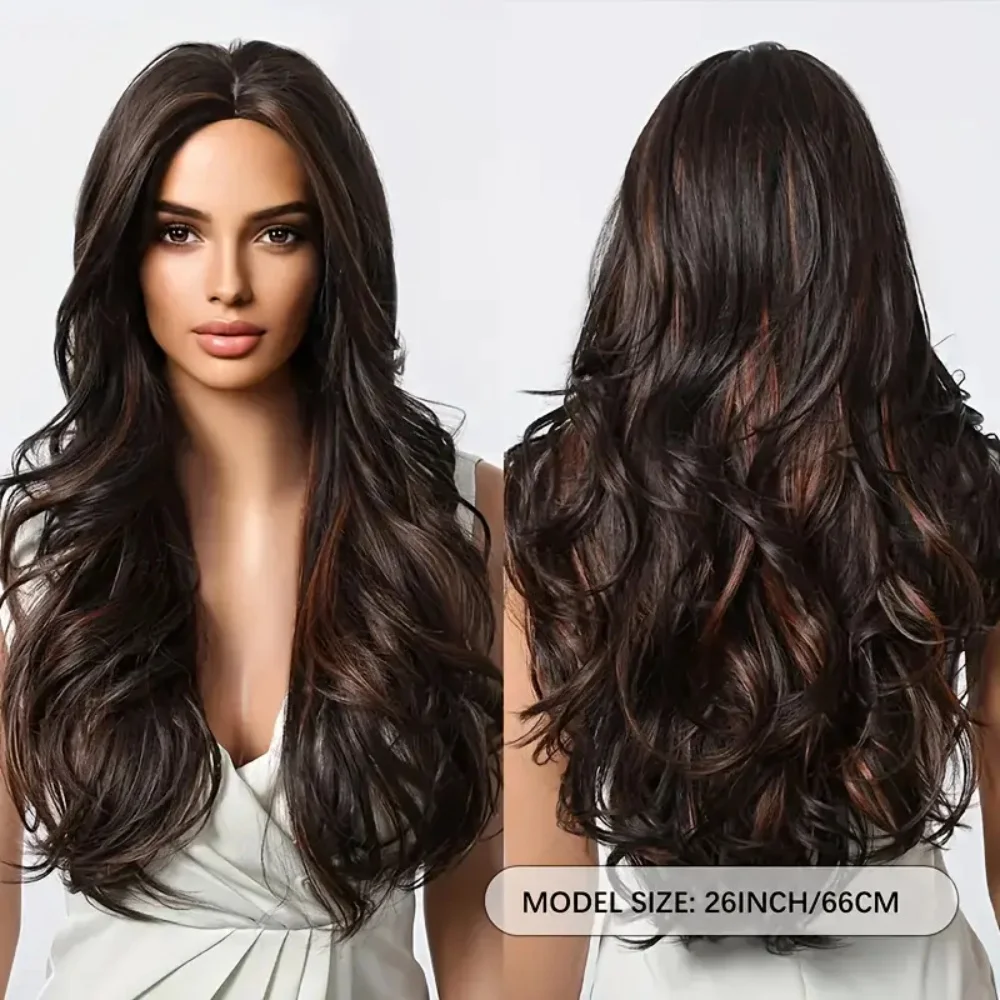 26in Highlight Brown Wave Curly Wigs Heat Resistant Synthetic Hair for Women Natural Look for Cosplay,Daily Use,Halloween Party 26in Highlight Brown Wave Curly Wigs Heat Resistant Synthetic Hair for Women Natural Look for Cosplay,Daily Use,Halloween Party