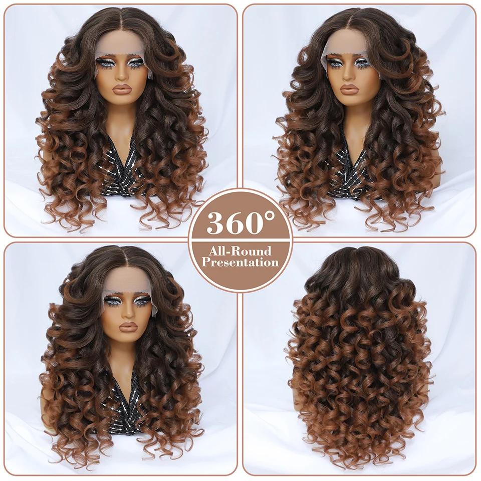 24Inch Latisha Synthetic Lace Front Wigs For Women Curly Afro Lace Wigs Black Blonde Orange 13X4.5X1 Cosplay Hair Daily Use