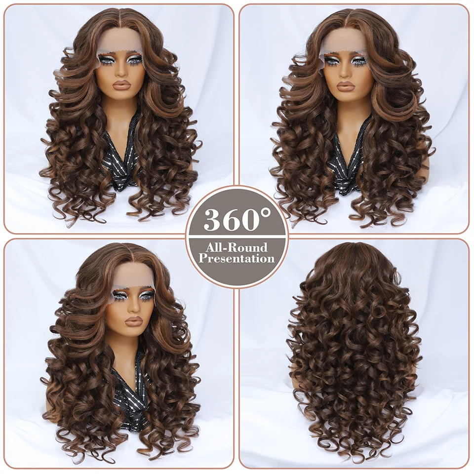 24Inch Latisha Synthetic Lace Front Wigs For Women Curly Afro Lace Wigs Black Blonde Orange 13X4.5X1 Cosplay Hair Daily Use
