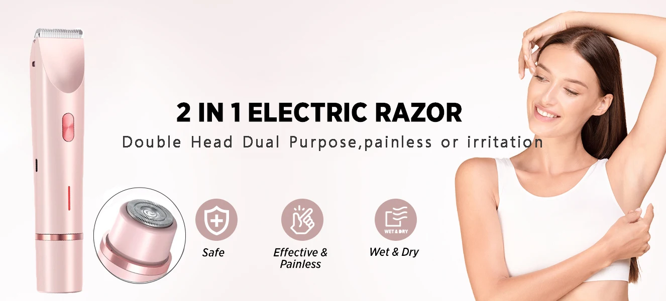 Electric Shaver for Woman Double Head Dual Purpose Female Razor Body Epilator Leg Underarm Bikini Electric Hair Remover Trimmer Electric Shaver for Woman Double Head Dual Purpose Female Razor Body Epilator Leg Underarm Bikini Electric Hair Remover Trimmer
