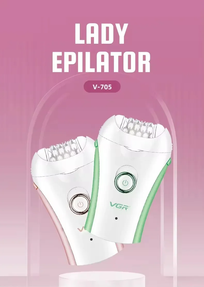 VGR Hair Remover Professional Epilator Electric Leg Body Rechargeable Underarms Portable Two Speeds Epilator for Women V-705