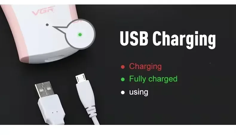 VGR Hair Remover Professional Epilator Electric Leg Body Rechargeable Underarms Portable Two Speeds Epilator for Women V-705