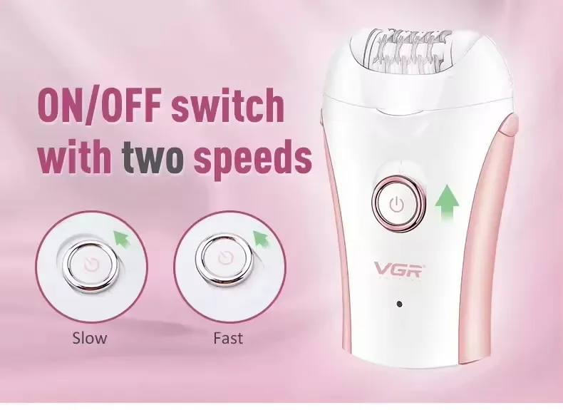 VGR Hair Remover Professional Epilator Electric Leg Body Rechargeable Underarms Portable Two Speeds Epilator for Women V-705