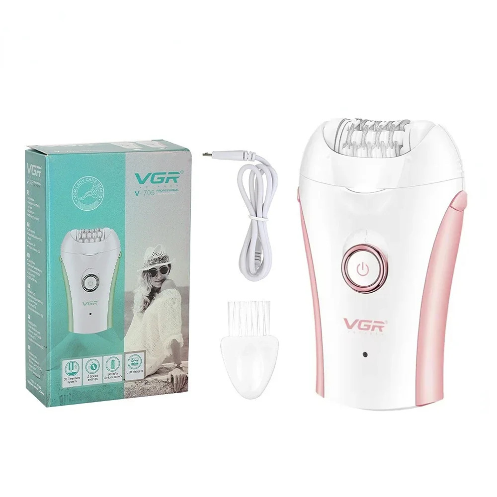 VGR Hair Remover Professional Epilator Electric Leg Body Rechargeable Underarms Portable Two Speeds Epilator for Women V-705