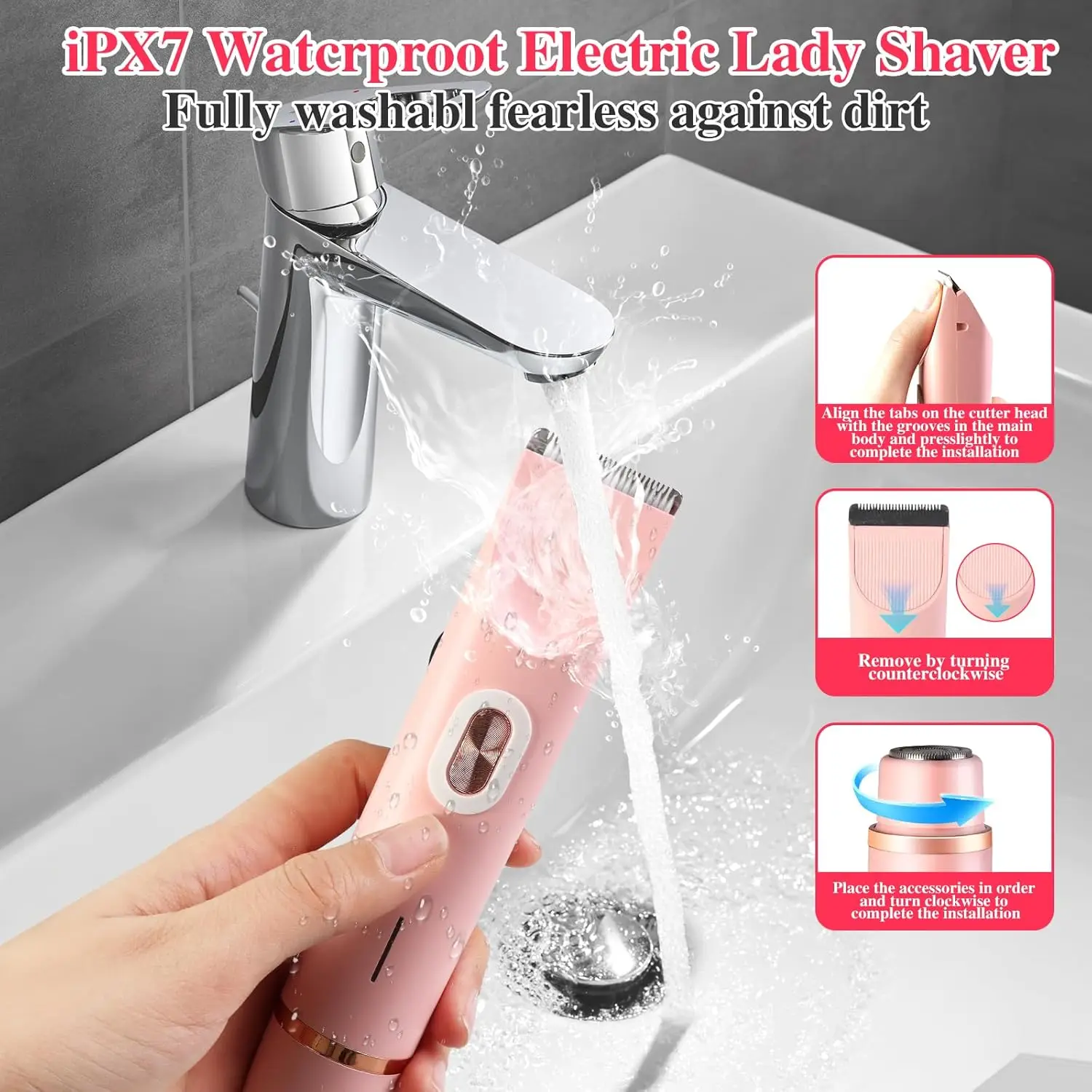 Electric Shaver for Women 2-in-1 Electric Razor for Women Legs Underarm Face Pubic Hairs Rechargeable Razor Body Hair Trimmer