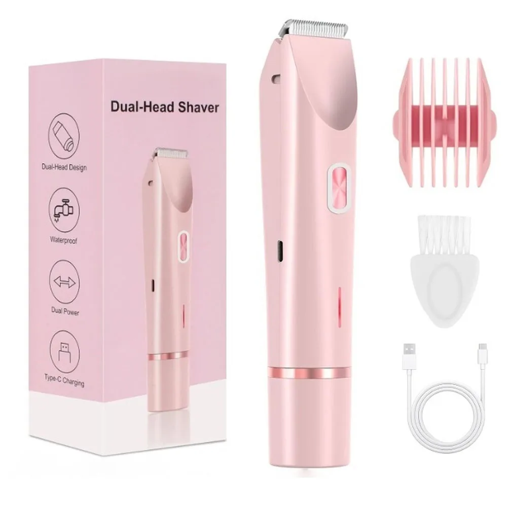 Electric Shaver for Women 2-in-1 Electric Razor for Women Legs Underarm Face Pubic Hairs Rechargeable Razor Body Hair Trimmer