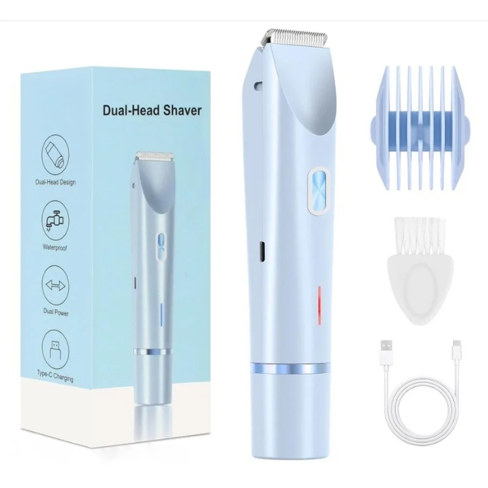 Electric Shaver for Women 2-in-1 Electric Razor for Women Legs Underarm Face Pubic Hairs Rechargeable Razor Body Hair Trimmer