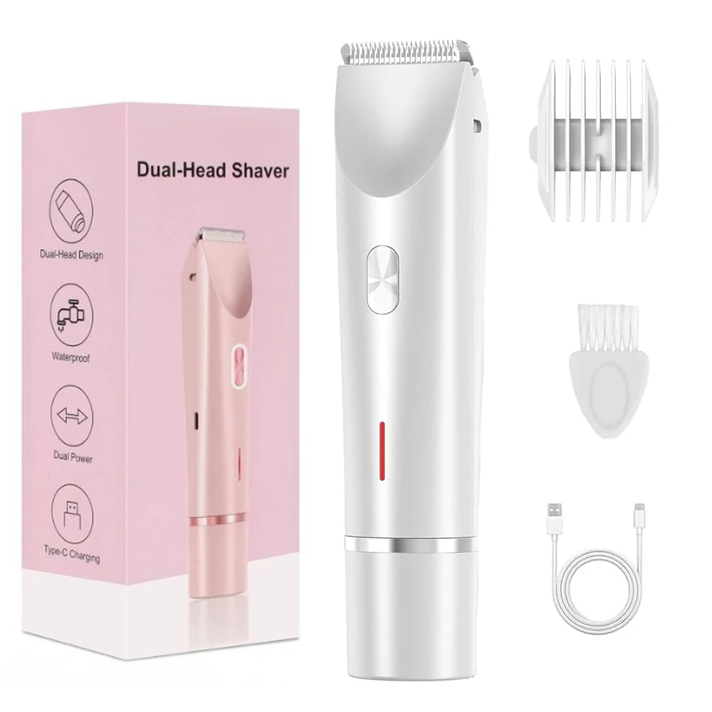 Electric Shaver for Women 2-in-1 Electric Razor for Women Legs Underarm Face Pubic Hairs Rechargeable Razor Body Hair Trimmer