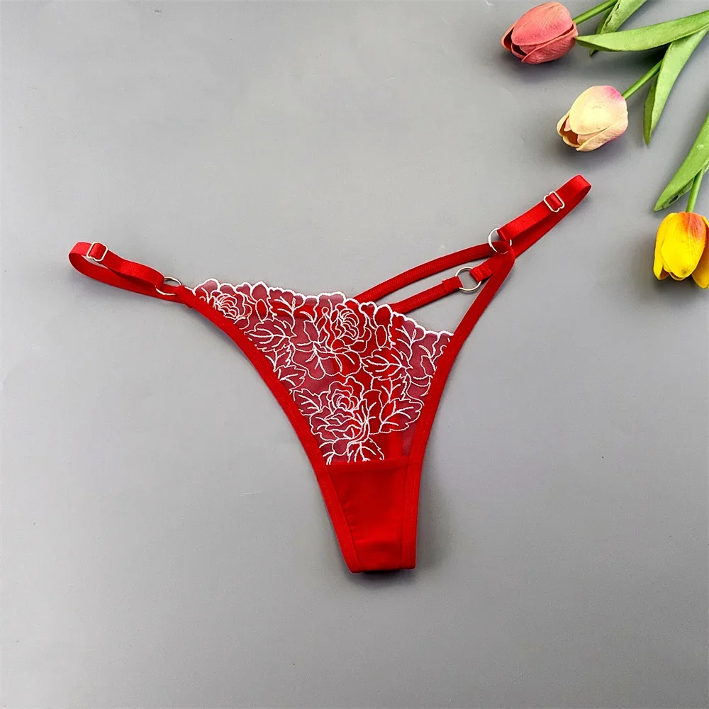 3pcs Sexy Adjustable T-Back Lace Panties Sheer Hollow-Out V-Shaped Women’s Thong for Bodycon Outfits & Special Occasions