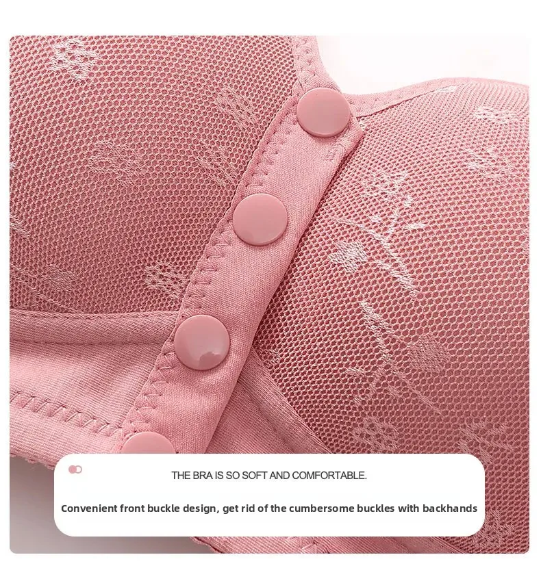 Soft Cotton Wireless Bra Large Size Front Clasp Underwear for Middle-Aged And Elderly Women Comfortable Vest Strap Design