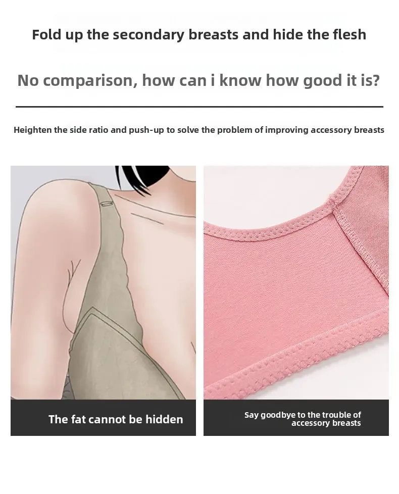 Soft Cotton Wireless Bra Large Size Front Clasp Underwear for Middle-Aged And Elderly Women Comfortable Vest Strap Design
