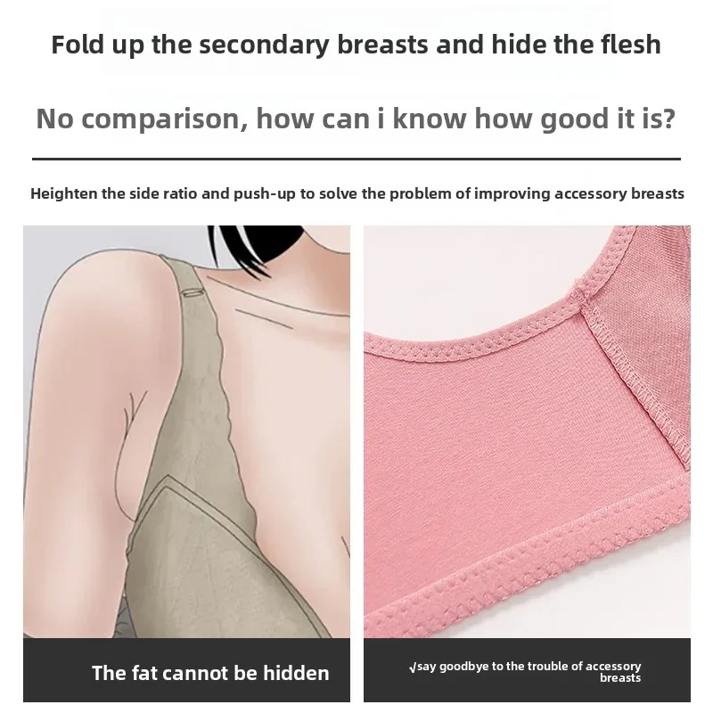 Soft Cotton Wireless Bra Large Size Front Clasp Underwear for Middle-Aged And Elderly Women Comfortable Vest Strap Design