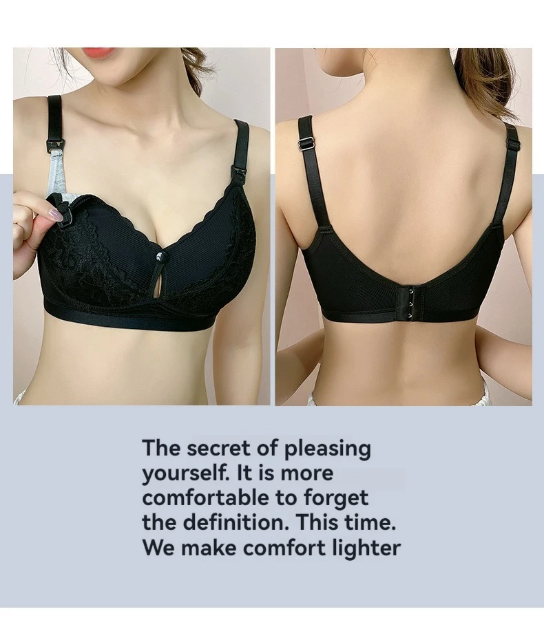 New Cotton Soft Comfortable Pregnant Women's Breastfeeding Bra Gathering Anti sagging and Steel Ring Free Women's Underwear
