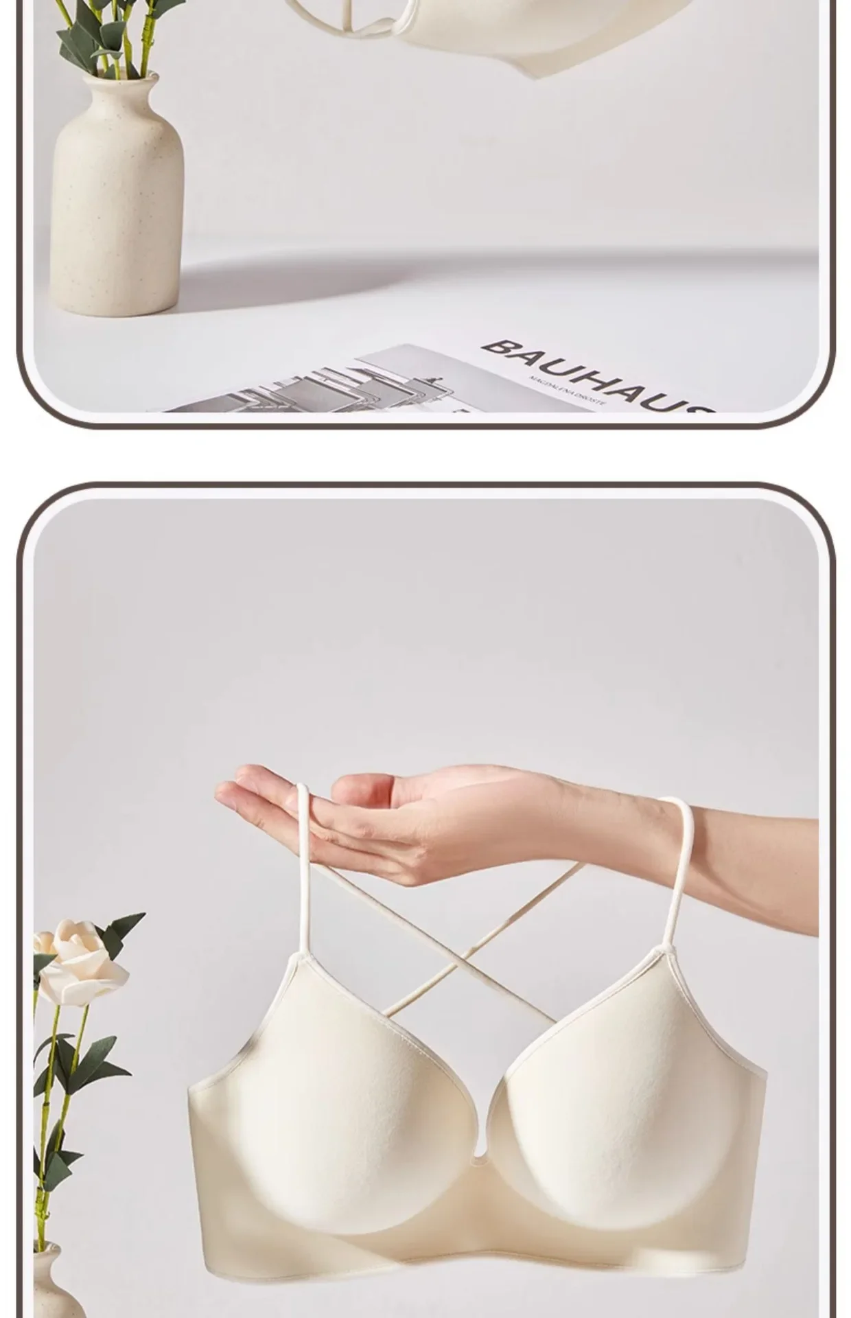 Cross Back Fixed Cup Bra Thickened Outer Expansion Special for Flat Chested Women Sexy Korean Style Underwear Gathered Chest