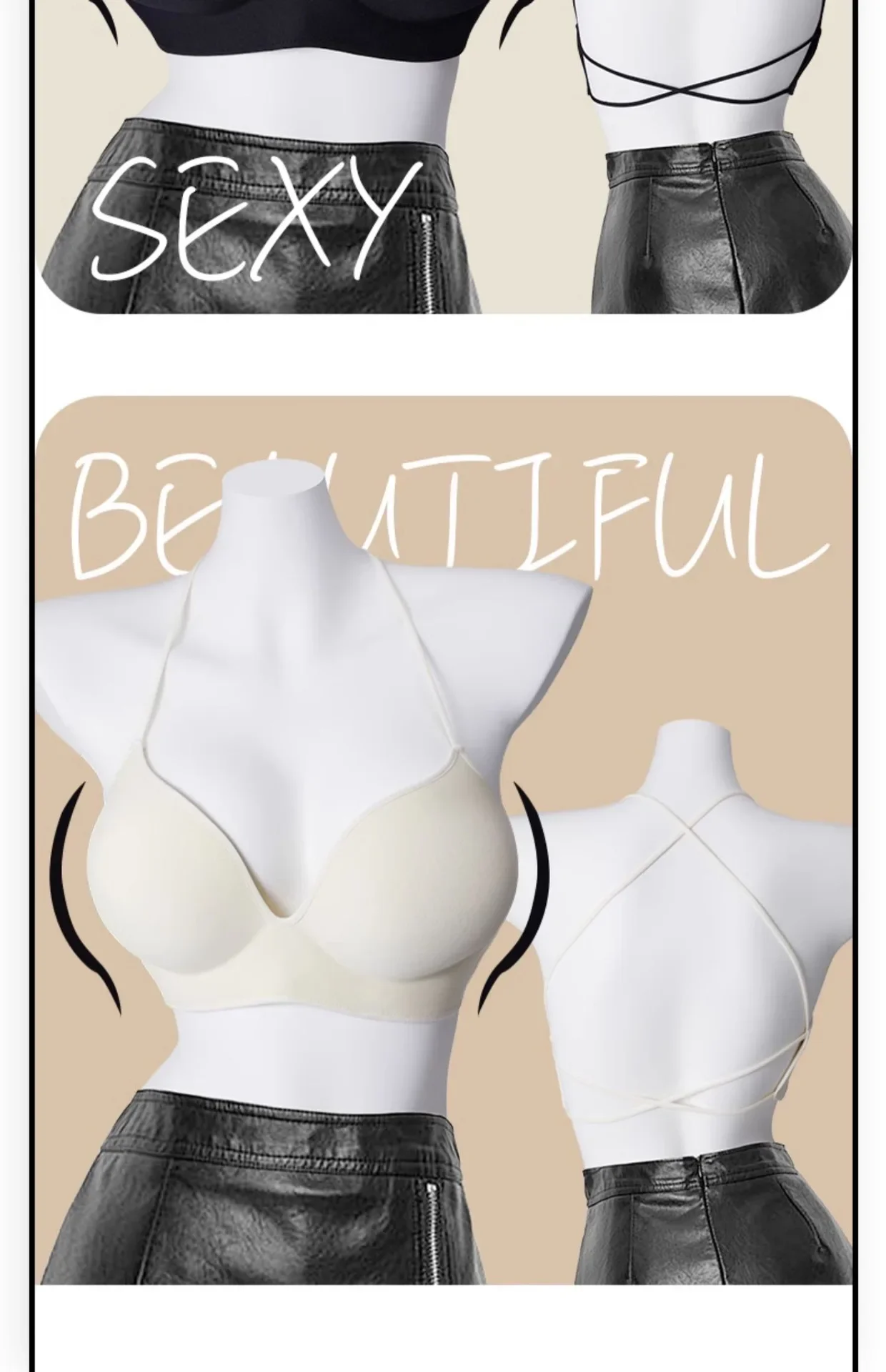 Cross Back Fixed Cup Bra Thickened Outer Expansion Special for Flat Chested Women Sexy Korean Style Underwear Gathered Chest