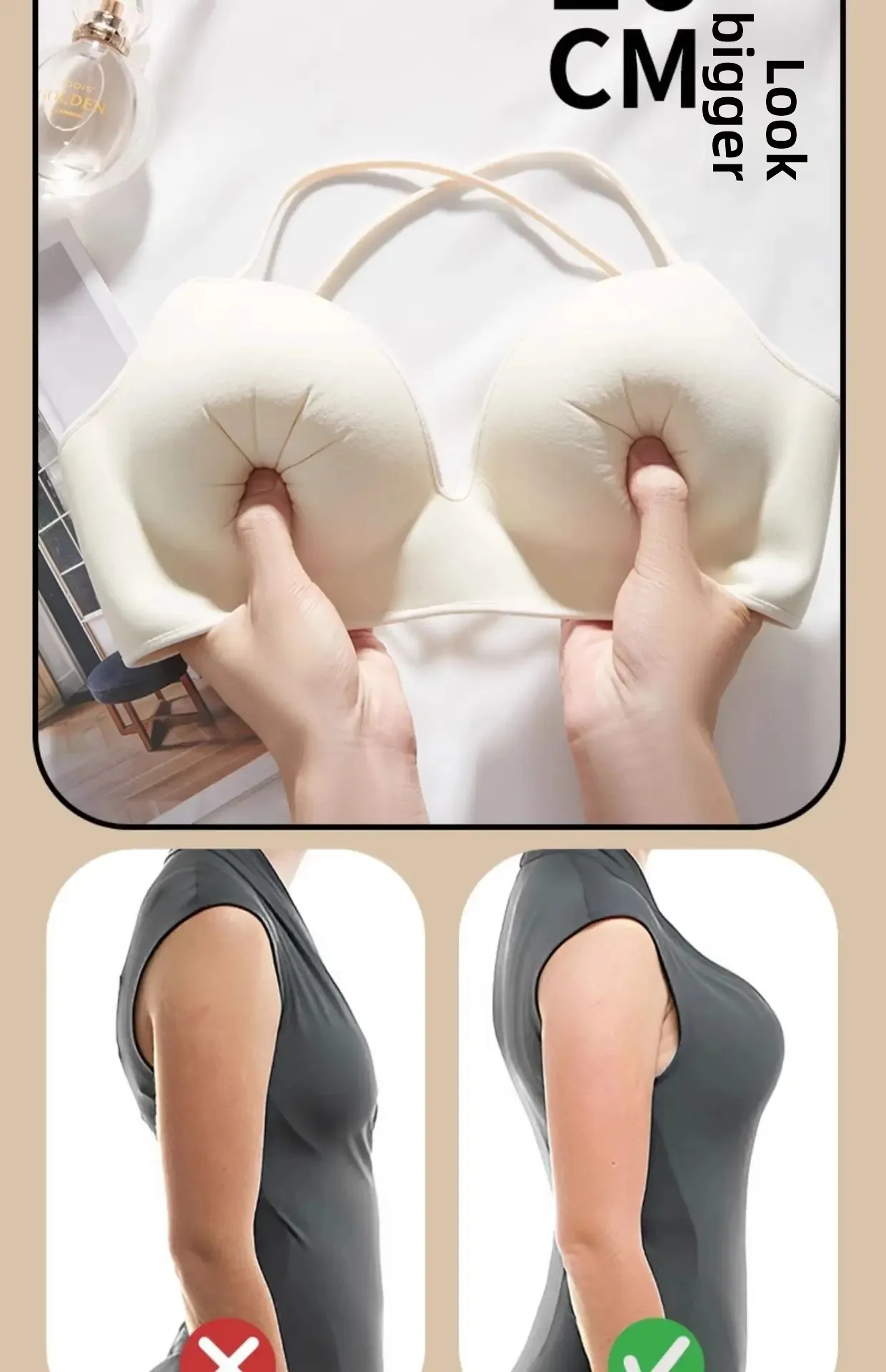 Cross Back Fixed Cup Bra Thickened Outer Expansion Special for Flat Chested Women Sexy Korean Style Underwear Gathered Chest