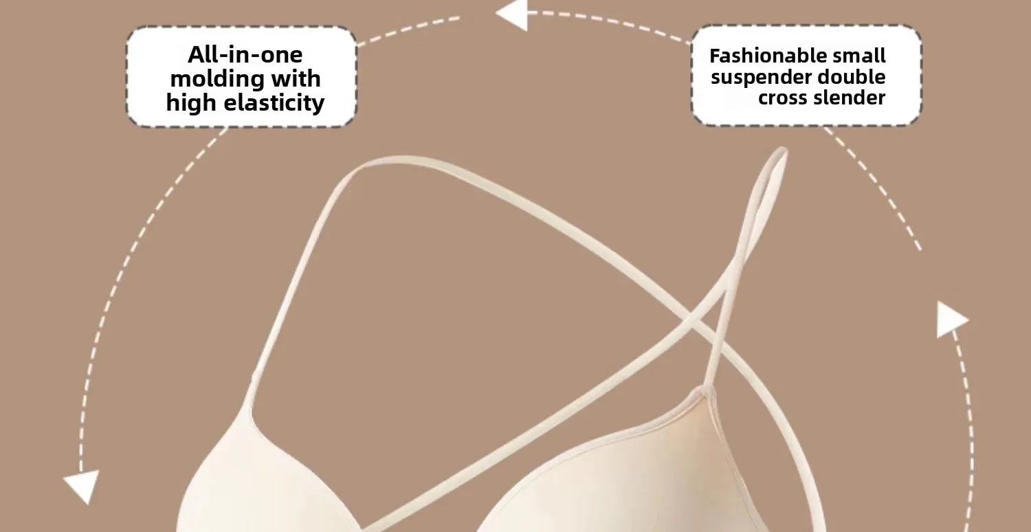 Cross Back Fixed Cup Bra Thickened Outer Expansion Special for Flat Chested Women Sexy Korean Style Underwear Gathered Chest