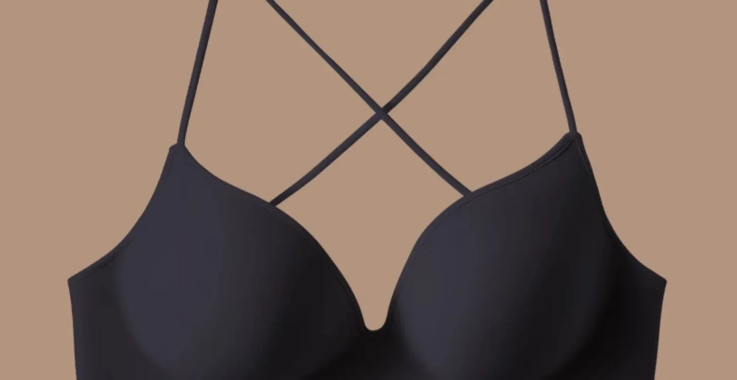 Cross Back Fixed Cup Bra Thickened Outer Expansion Special for Flat Chested Women Sexy Korean Style Underwear Gathered Chest